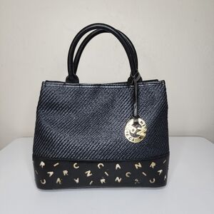 Nina Ricci Maroquinerie Black‎ Straw and Leather Handbag